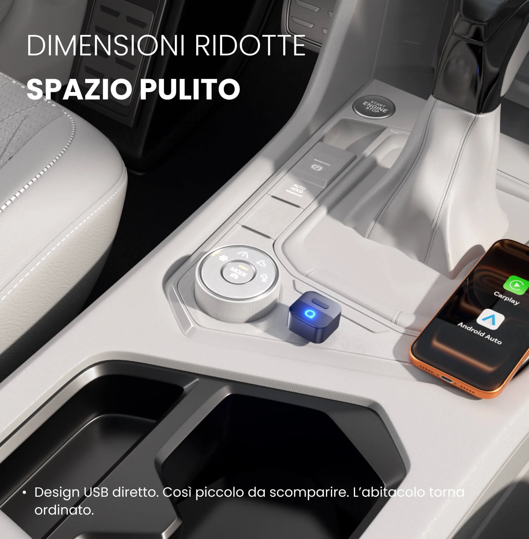 Ottocast® Mini Pico, adattatore CarPlay/Android Auto wireless - Image 4
