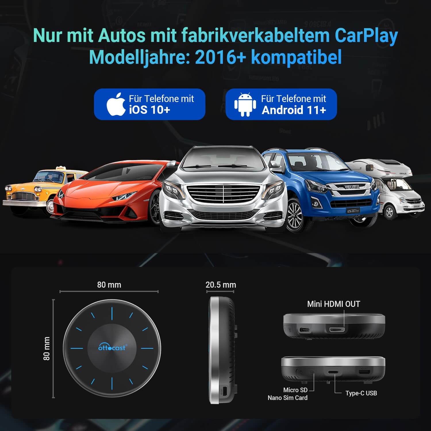 OTTOCAST® P3 CarPlay  AI Box Wireless mit Netflix und YouTube - Image 6