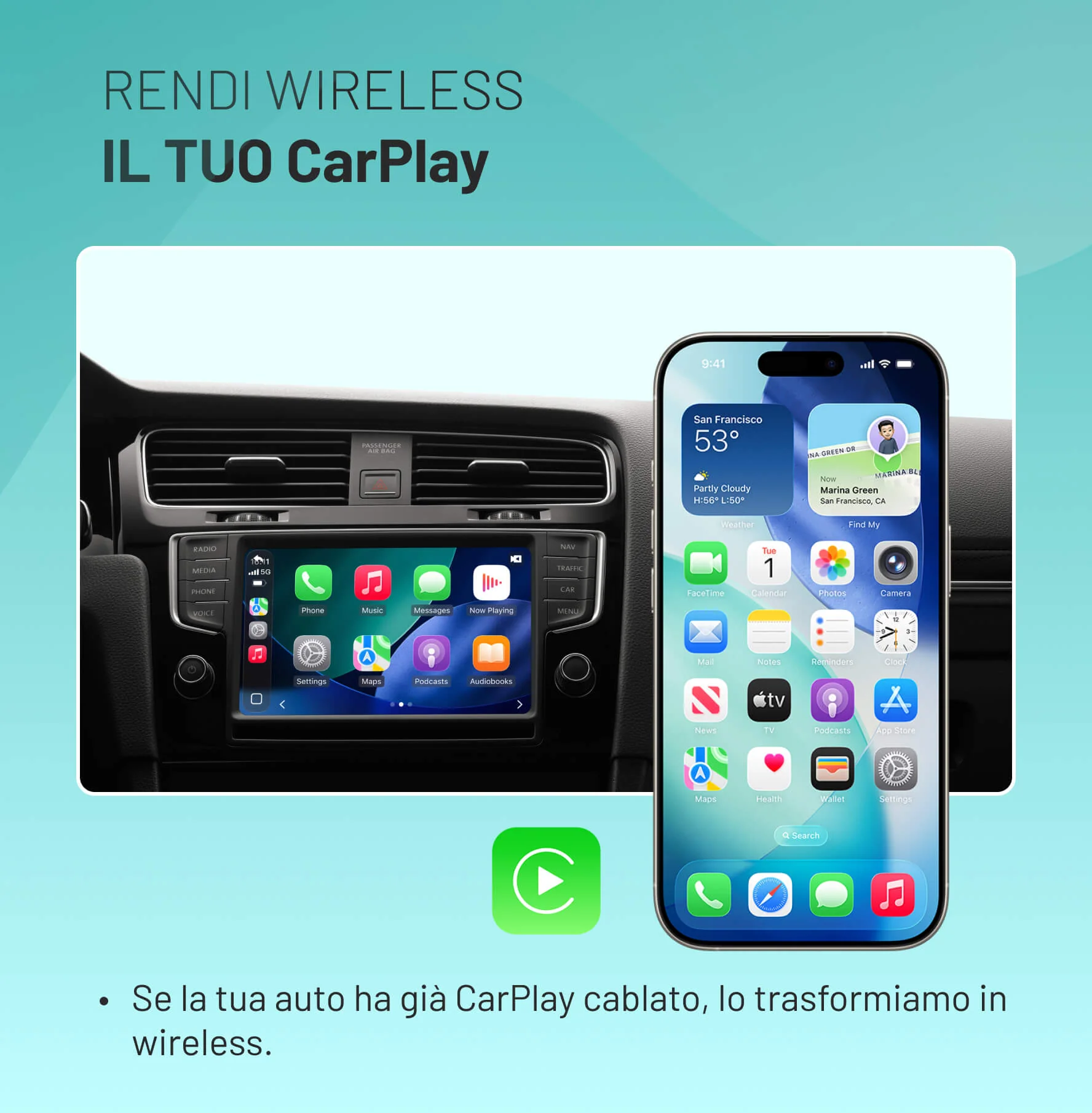 OttoSafe Cam 2 in 1 Dash Cam per Auto con CarPlay Wireless - Image 9